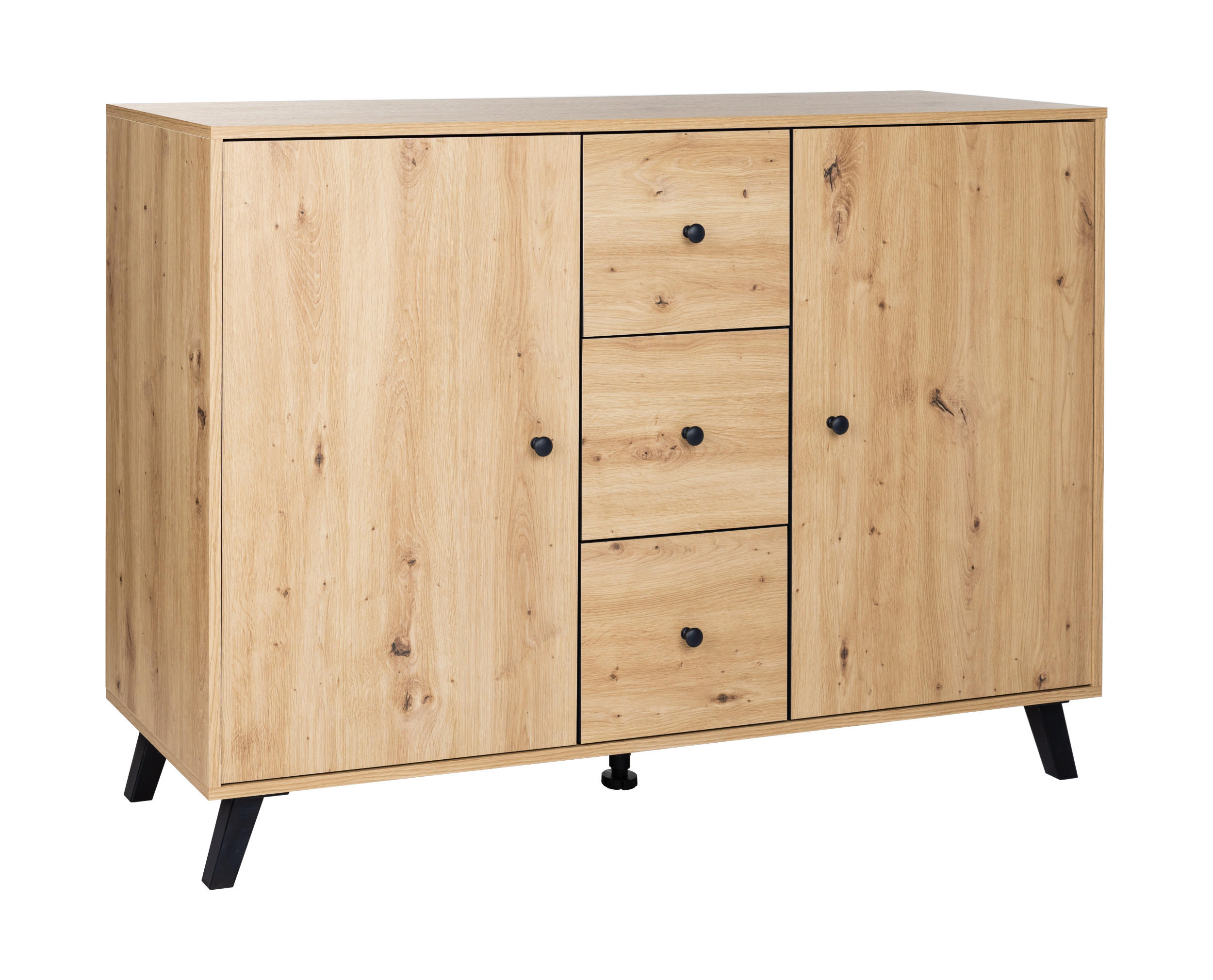 SIDEBOARD Kommode Berlin - Schwarz/Eiche Artisan, Holzwerkstoff/Metall (130/92/40cm) - arthur berndt