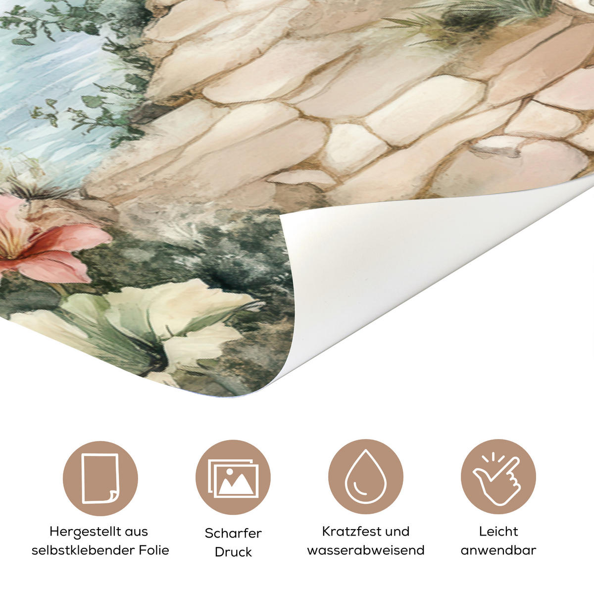 TÜRAUFKLEBER Leuchtturm - Natur - Landschaft - Boot 80x215 cm - Türtapete - Eichefarben, Kunststoff (80/0.1cm) - MuchoWow