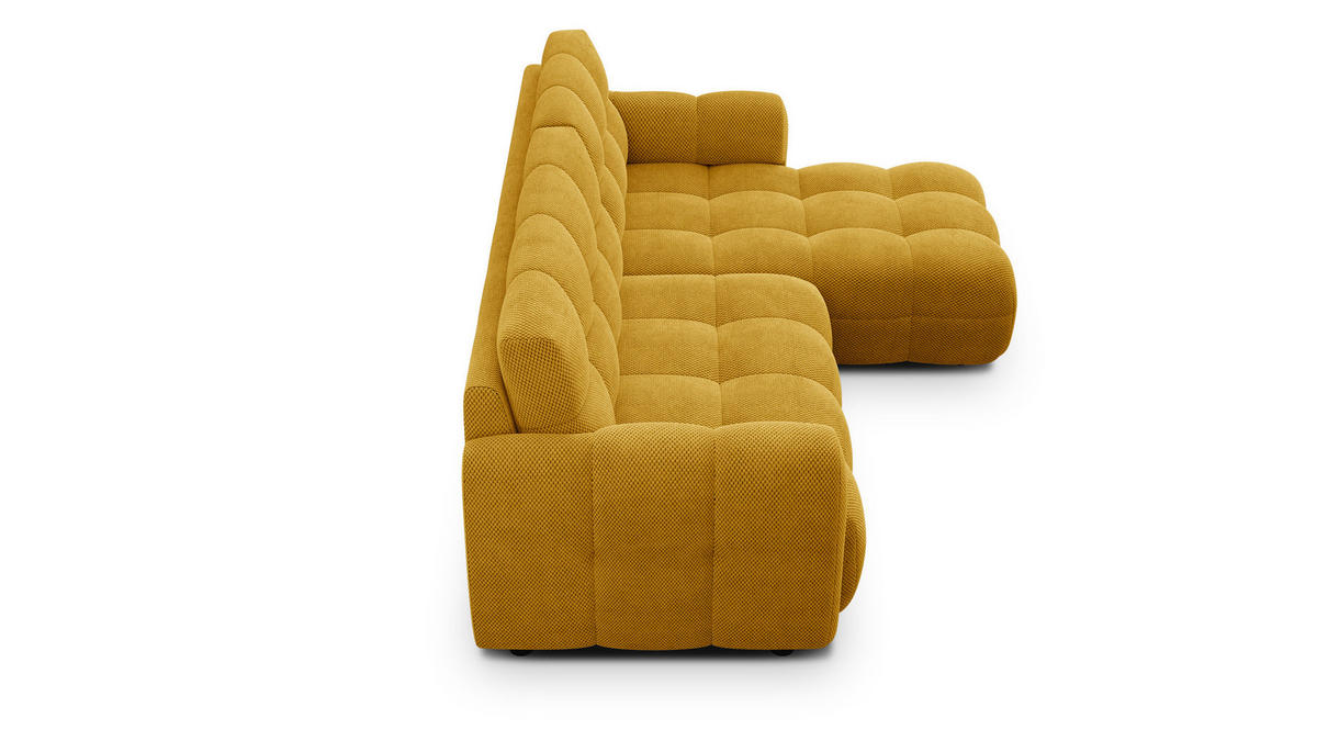 ECKSOFA MELLOW 3-Sitzer, safran - Gelb/Schwarz, Holz/Textil (232/156cm) - Courtois Laville