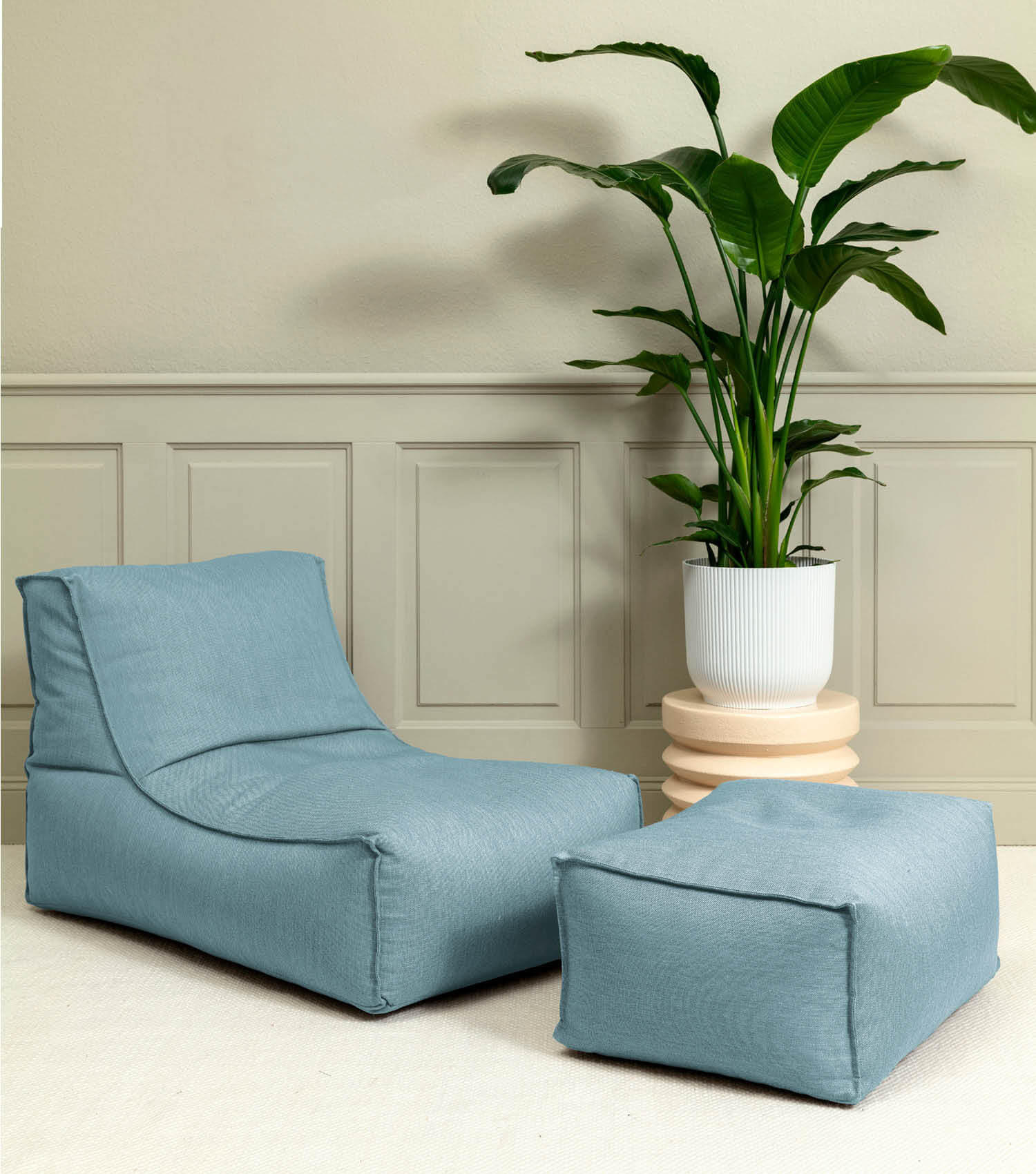 SITZSACK mit Hocker und Hülle Der Sundowner - Blau, Textil (65/65/100cm) - Mokebo