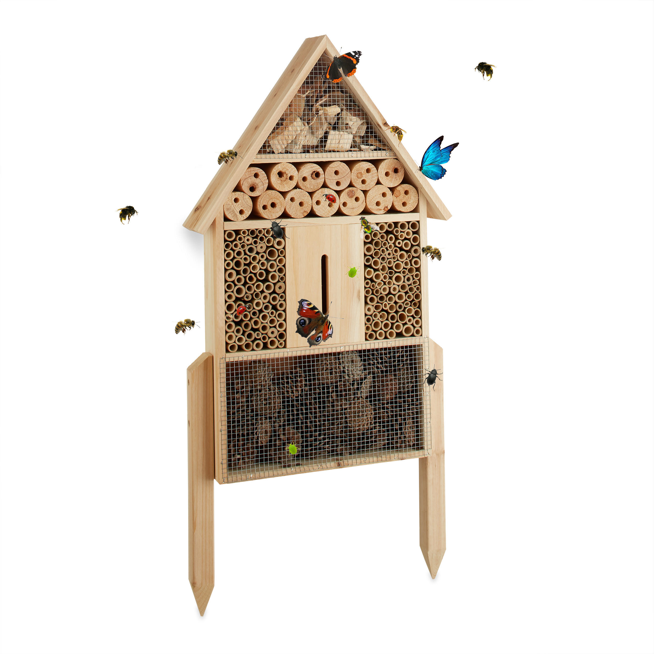 INSEKTENHOTEL - Hellbraun, Holz (37/60.5/9cm) - Relaxdays