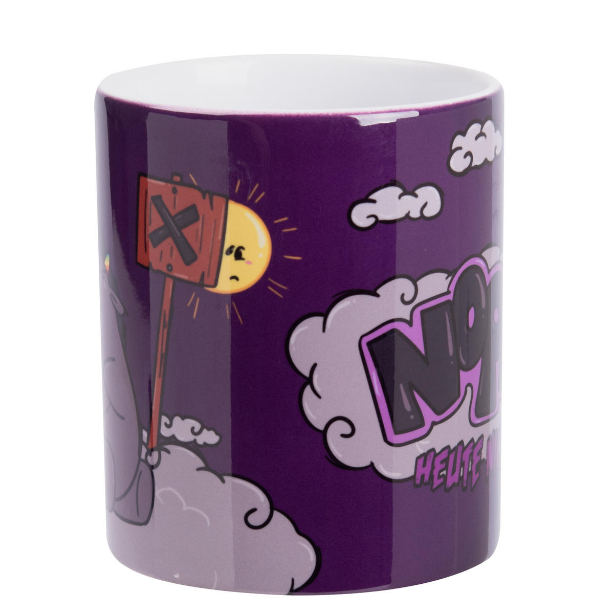 KAFFEEBECHER Pummel und Friends Nope! Heute nicht Lila 320ml - Weiß, Keramik (0.32L) - United Labels