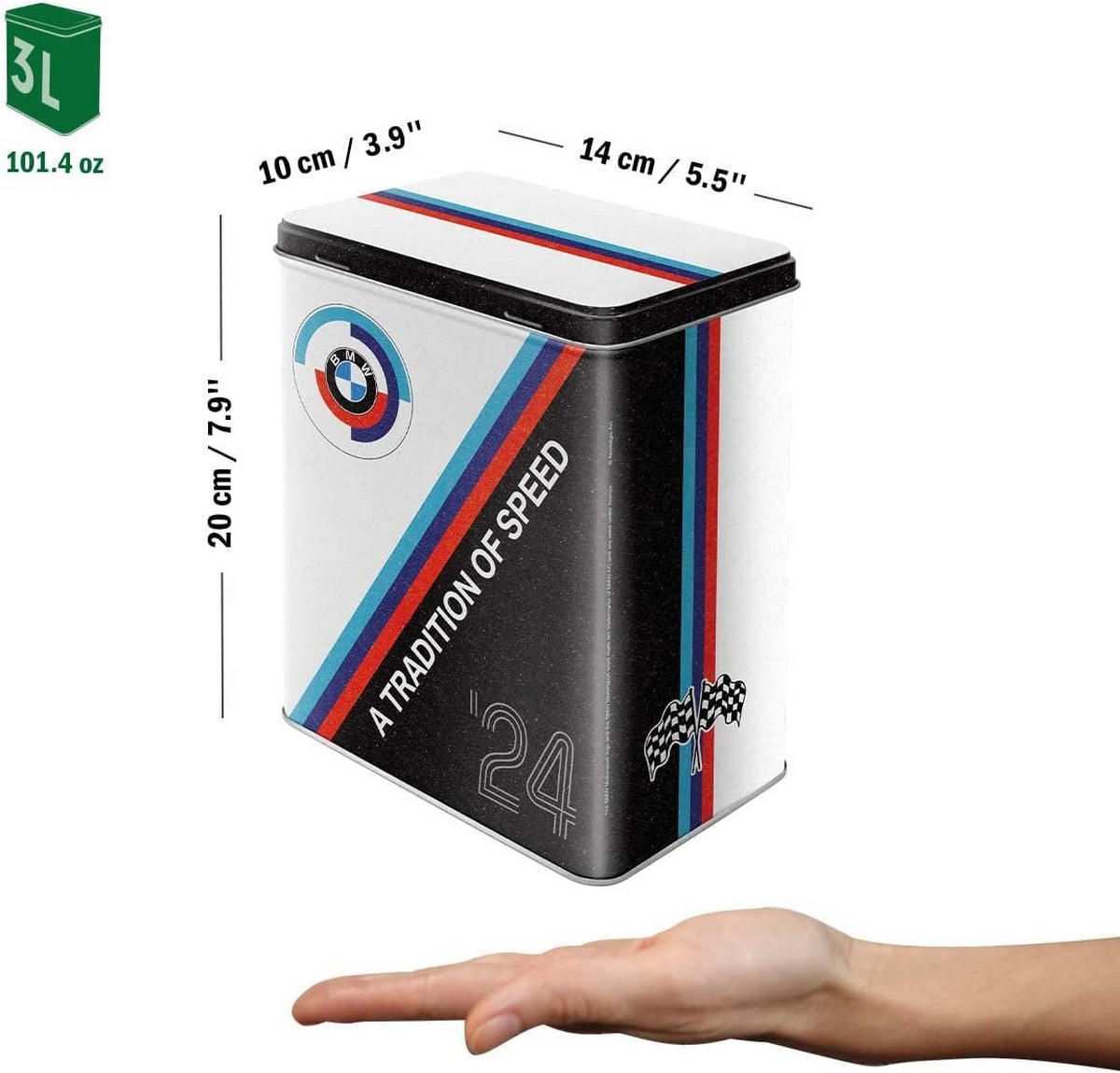 VORRATSDOSE L BMW Motorsport Tradition Of Speed - Multicolor, Metall (14/20/10cm) - Nostalgic-Art