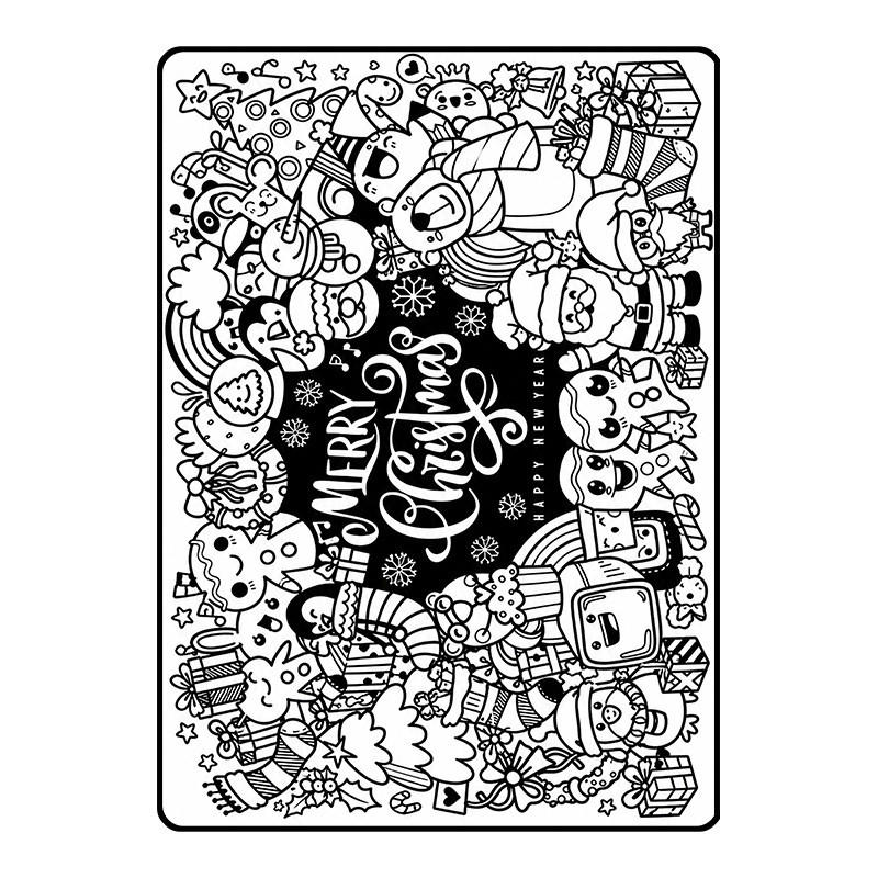 DECKE – DIY-Weihnachts-Doodle – 100 x 140 cm – Weiß - Weiß, Textil (100/140cm)