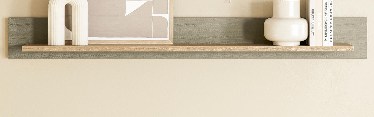 WANDBOARD Salbei grün, Eiche 150 cm, Wandregal skandinavisch - Eichefarben/Salbeigrün, Holzwerkstoff/Metall (150/17/17cm) - Furn.Design