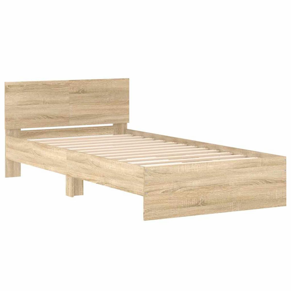 BETTGESTELL OHNE MATRATZE MIT KOPFTEIL SONOMA-EICHE 100X200 CM - Sonoma Eiche, Holz - vidaXL