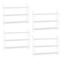 SADA NÁSTĚNNÝCH POLIČEK 4 KS Strängnäs - bílá, kov (60/50/15cm) - [en.casa]