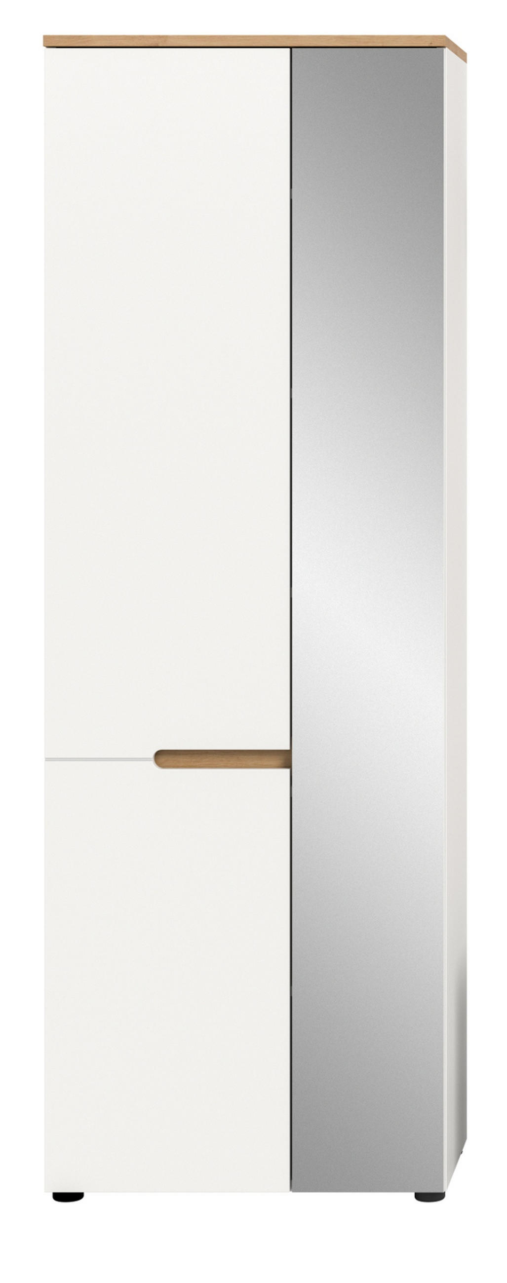 GARDEROBENSCHRANK weiß, Eiche Artisan 65 cm, Schuhschrank mit Soft-Close - Weiß, Glas/Holzwerkstoff (65/190/37cm) - Inn.Furn