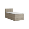 BOXSPRINGBETT JUNG 1 100/200 Velours Beige mit Matratzen H3 + H4 - Beige, Holz/Holzwerkstoff (100/200cm) - Deine Möbel 24