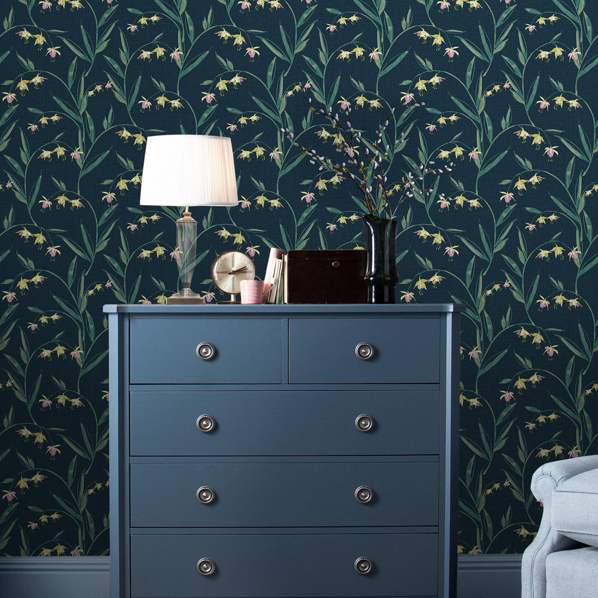 VLIESTAPETE Fulwell Fuchsia - Blau, Papier/Kunststoff (52/1000cm) - Graham & Brown