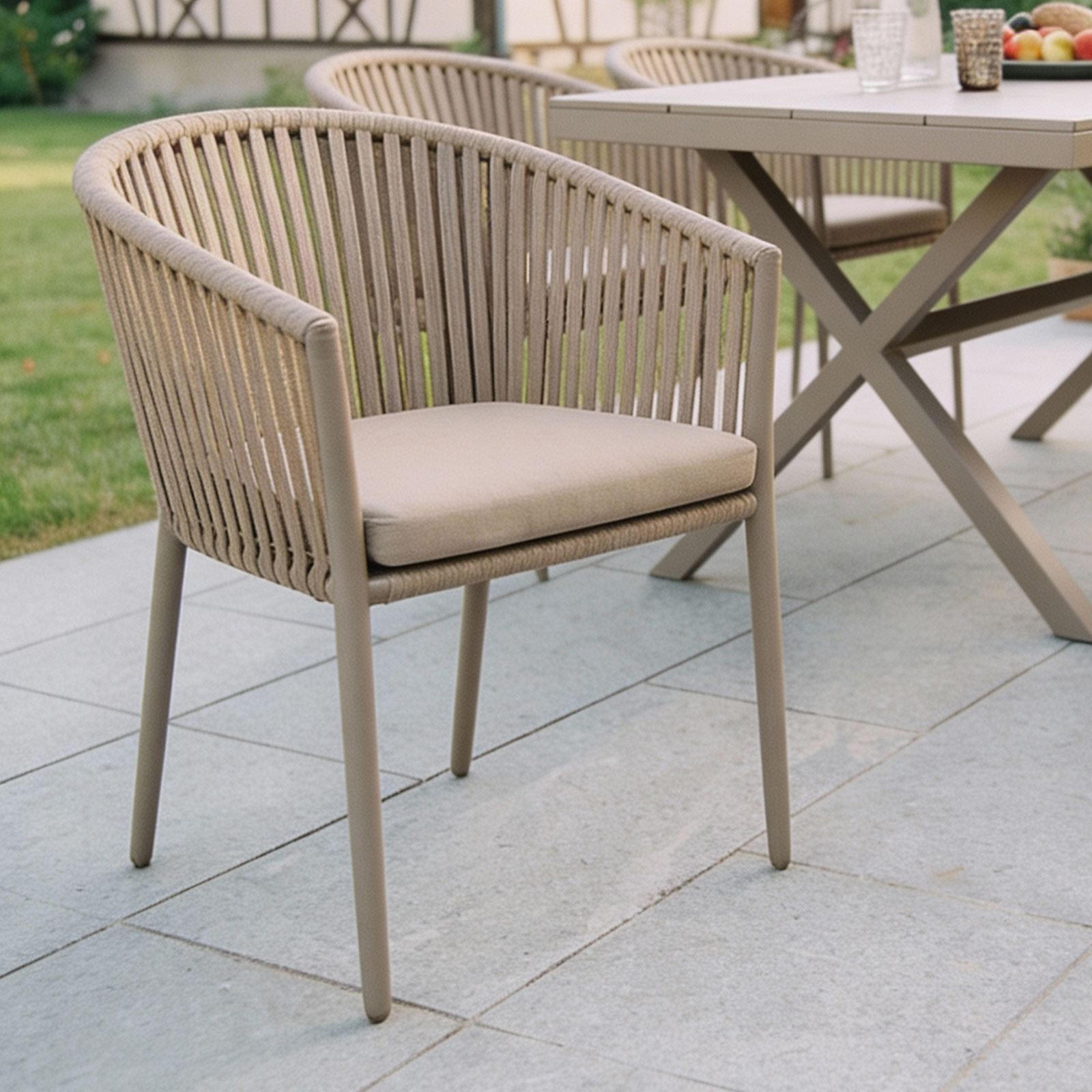 GARTENSTÜHLE ISOLA 6ER-SET - Braun, Textil/Metall (56/78/62cm) - IDIMEX