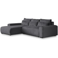 ECKSCHLAFSOFA Benny dunkelgrau links - Dunkelgrau/Schwarz, Kunststoff/Textil (271/185cm) - Beautysofa