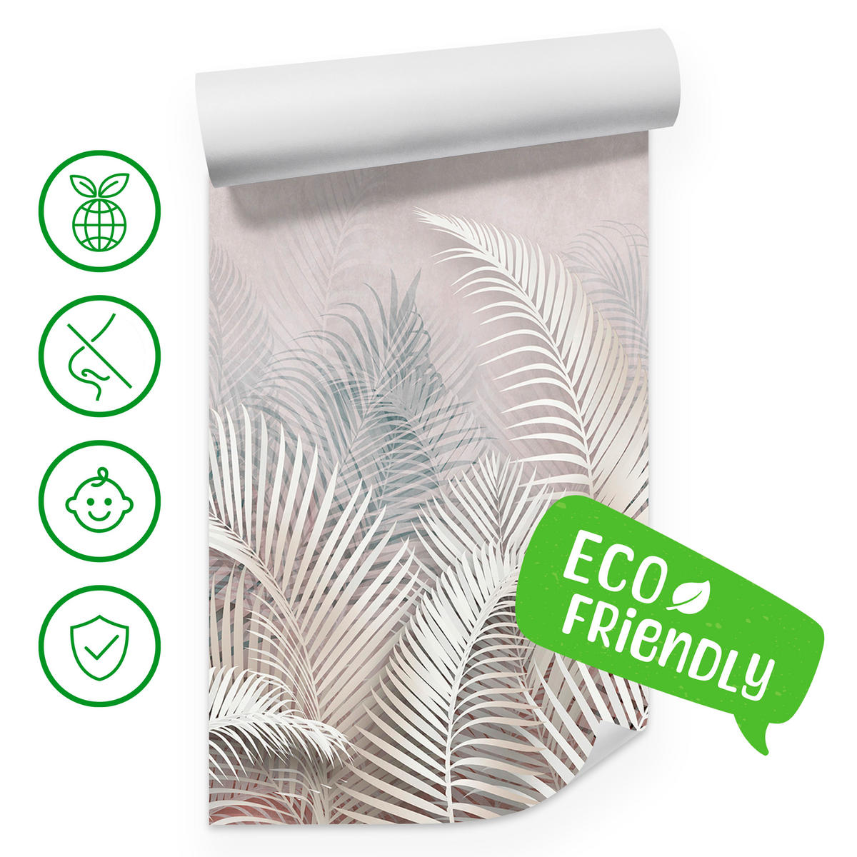 FOTOTAPETE für Schlafzimmer Tropische Blätter Palmenblätter Delikat 250x175 - Beige/Braun, Papier (250/175cm) - Muralo