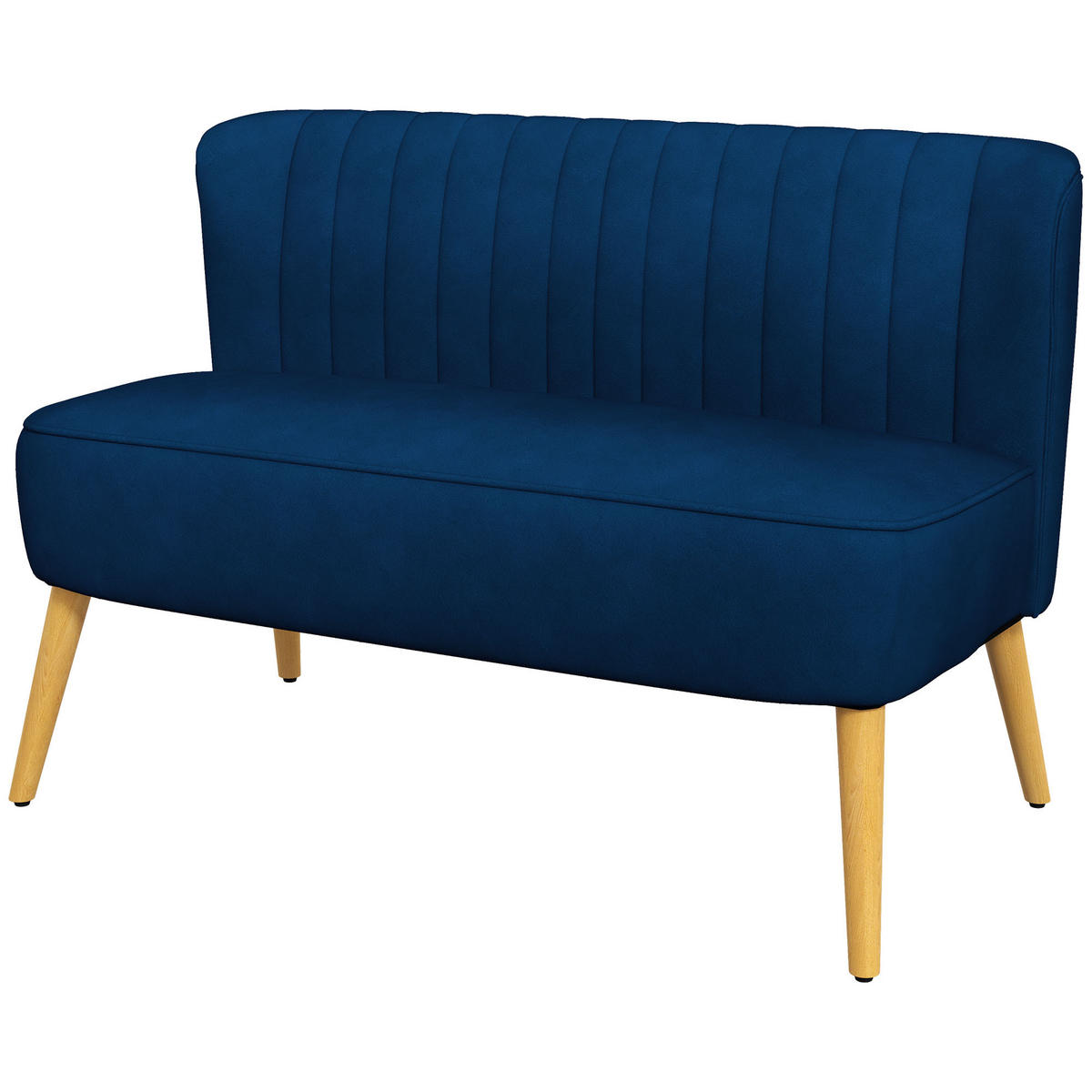 2-SITZER-SOFA DE-06549 Holzbeine Blau - Blau, Holz/Textil (117/77/56.5cm) - ComfortXL