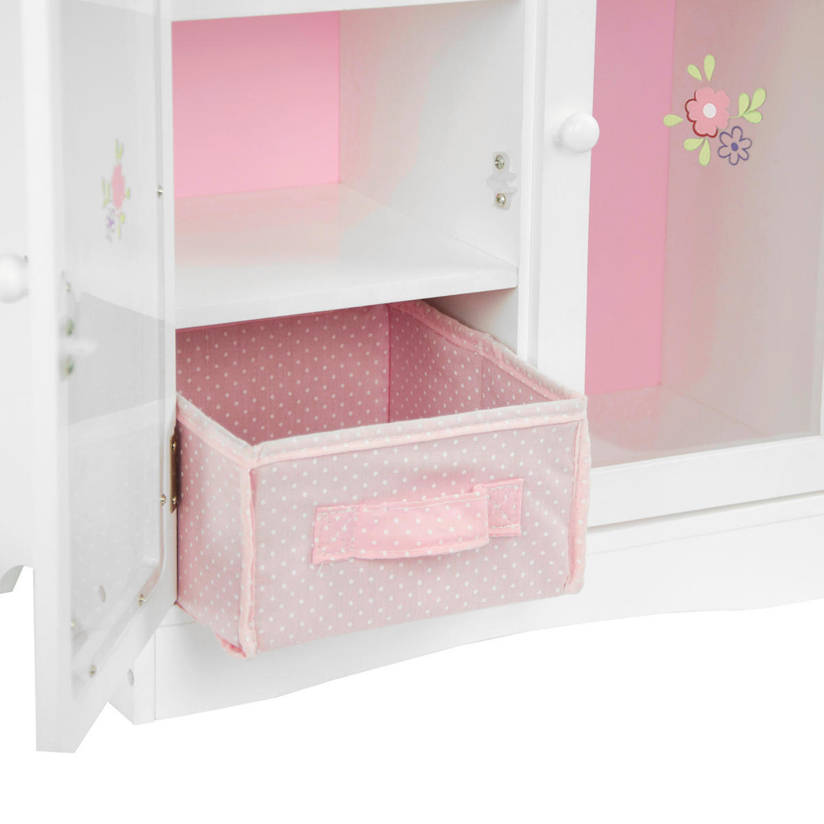 PUPPENSCHRANK Holz mit Schublade Regalen Kleider, Weiß, 53cm - Weiß, Holzwerkstoff (23/53/43cm) - Teamson Kids