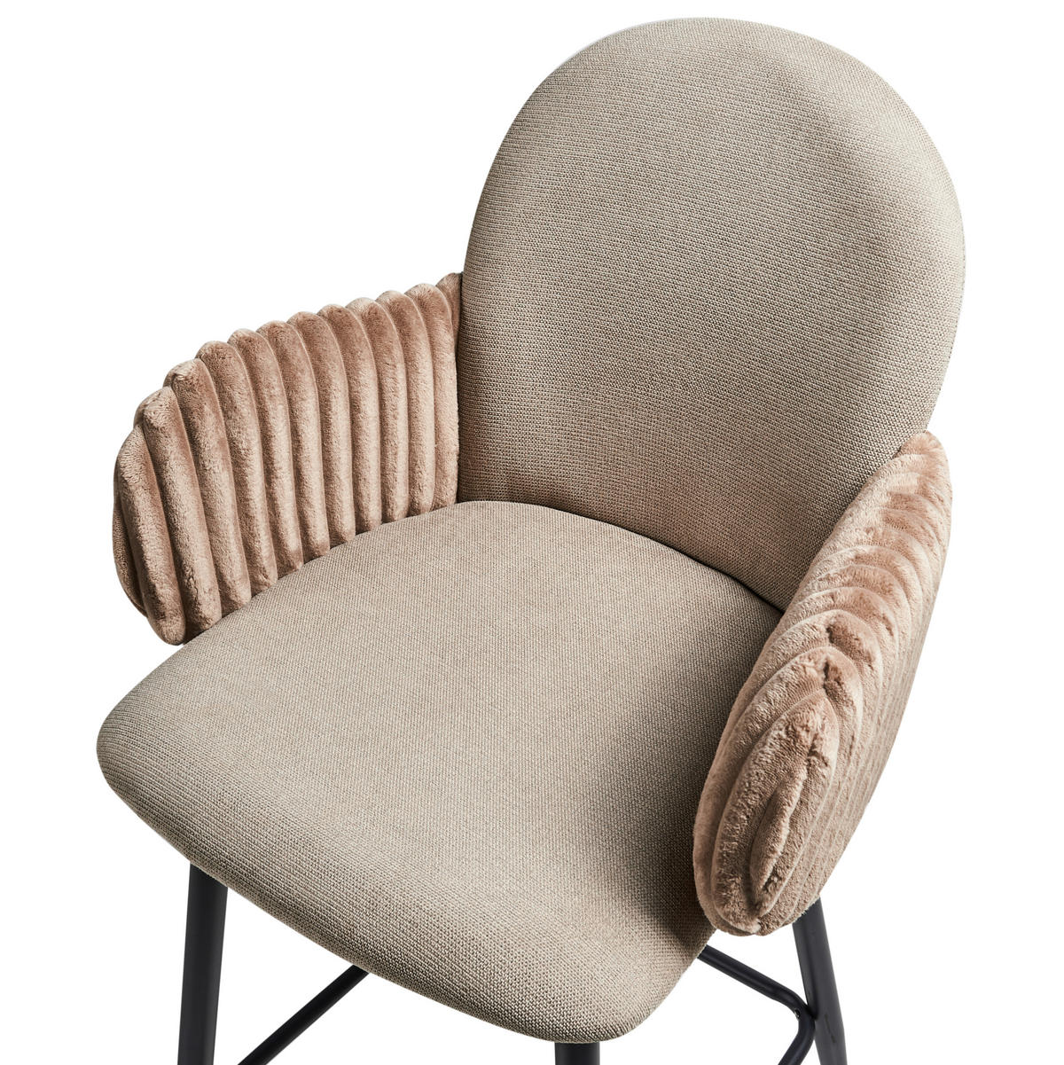 BARSTÜHLEN 2er-Set Taupe Amity - Taupe/Schwarz, Textil (50/100/54cm) - Beliani