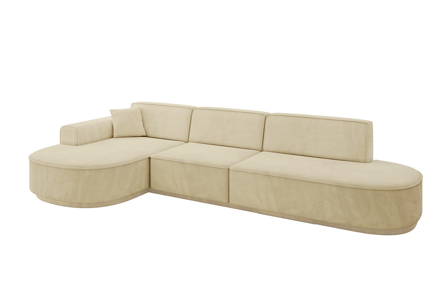 ECKSOFA Ottomane Links MARI-L2-v3 - 328x171x83 cm Beige Velours - Beige/Schwarz, Holzwerkstoff/Kunststoff (328/171cm) - ALTDECOR