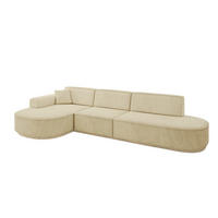 ECKSOFA Ottomane Links MARI-L2-v3 - 328x171x83 cm Beige Velours - Beige/Schwarz, Holzwerkstoff/Kunststoff (328/171cm) - ALTDECOR