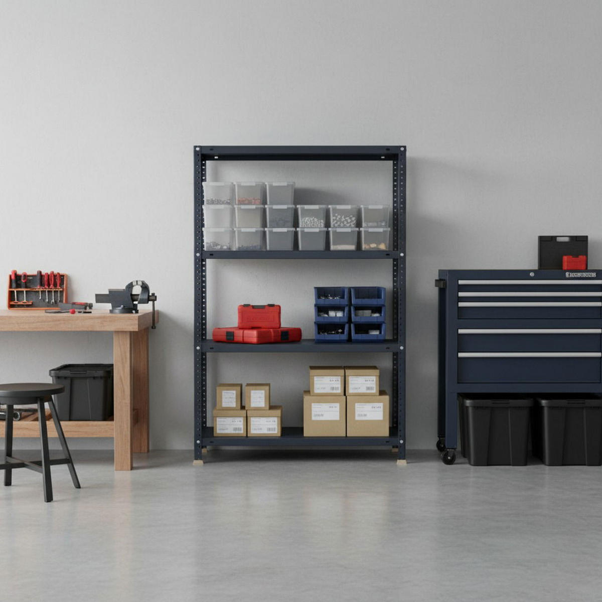 SCHRAUBREGAL PANDA MID | HxBxT 150x80x30cm | 4 Fachböden | Fachlast 100kg | Anthrazit - Anthrazit, Metall (80/150/30cm) - PROREGAL
