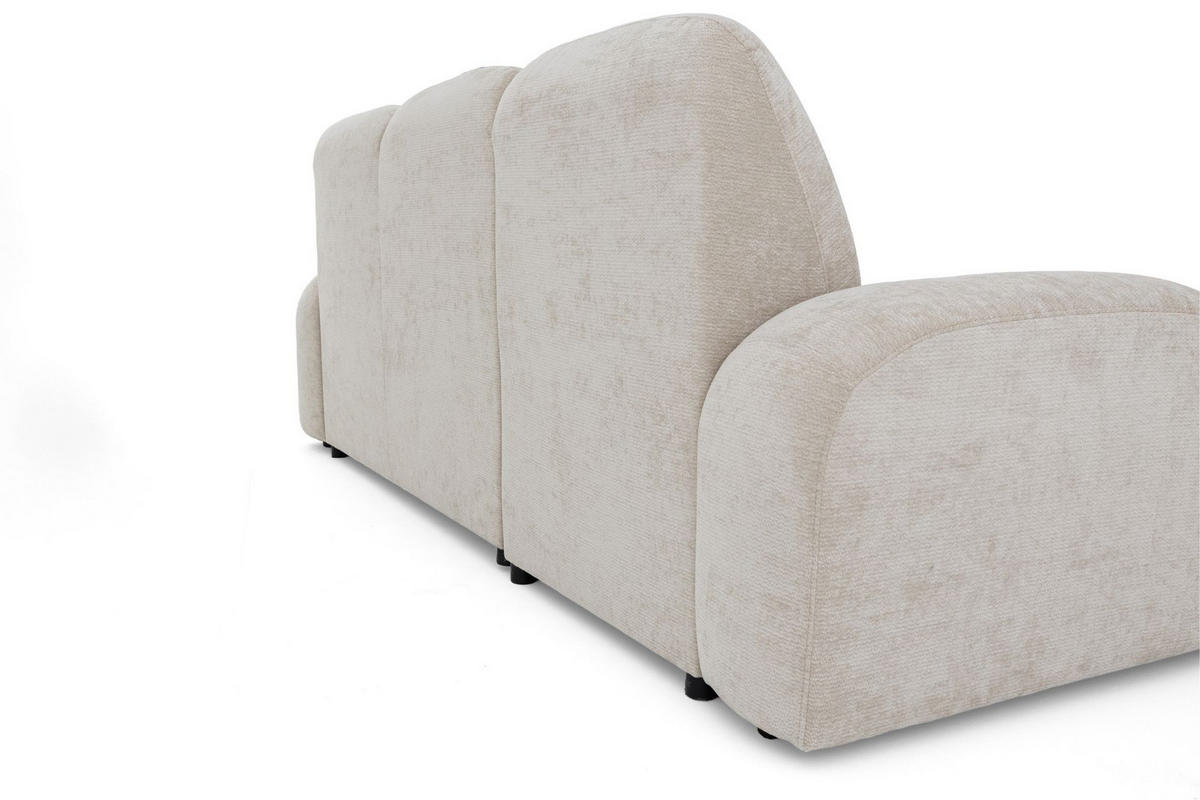 ECKSOFA VIBE S Links mit Schlaffunktion 130x202 Chenille Beige - Beige/Schwarz, Holz/Kunststoff (255/156cm) - Muffo