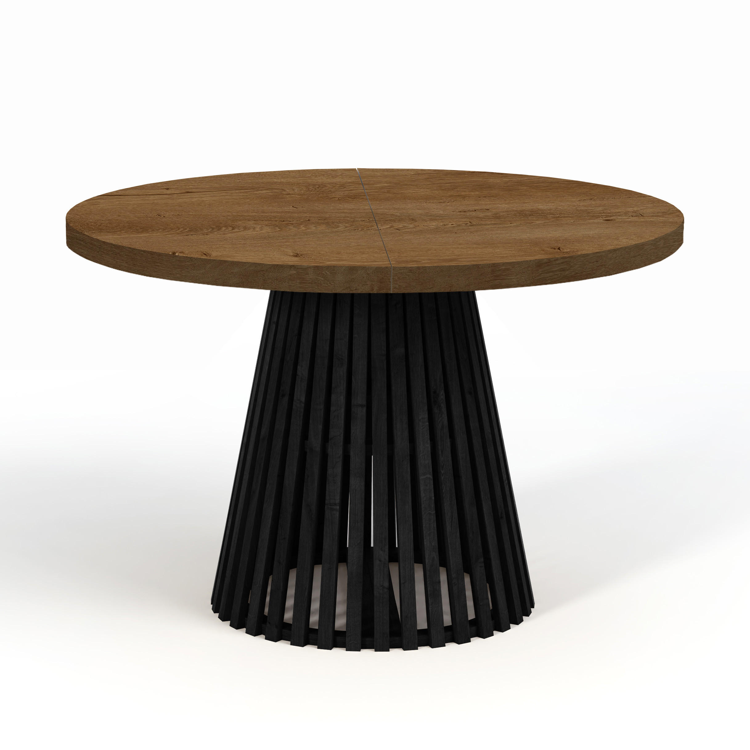ESSTISCH runder ausziehbarer Tisch für Esszimmer DOVER 100 / 150 cm, Farbe: Eiche Lefkas / Schwarz - Dunkelbraun/Schwarz, Holz (150/100/77cm) - Dekori_Interiors