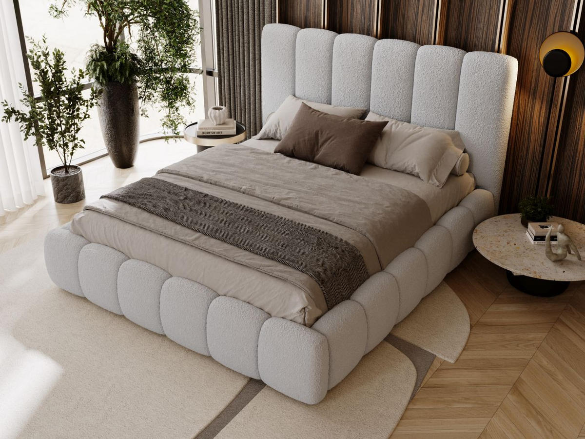 POLSTERBETT Imperial 180x200 Bouclé-Stoff Hellgrau - Hellgrau, Textil (180/200cm) - Graingold