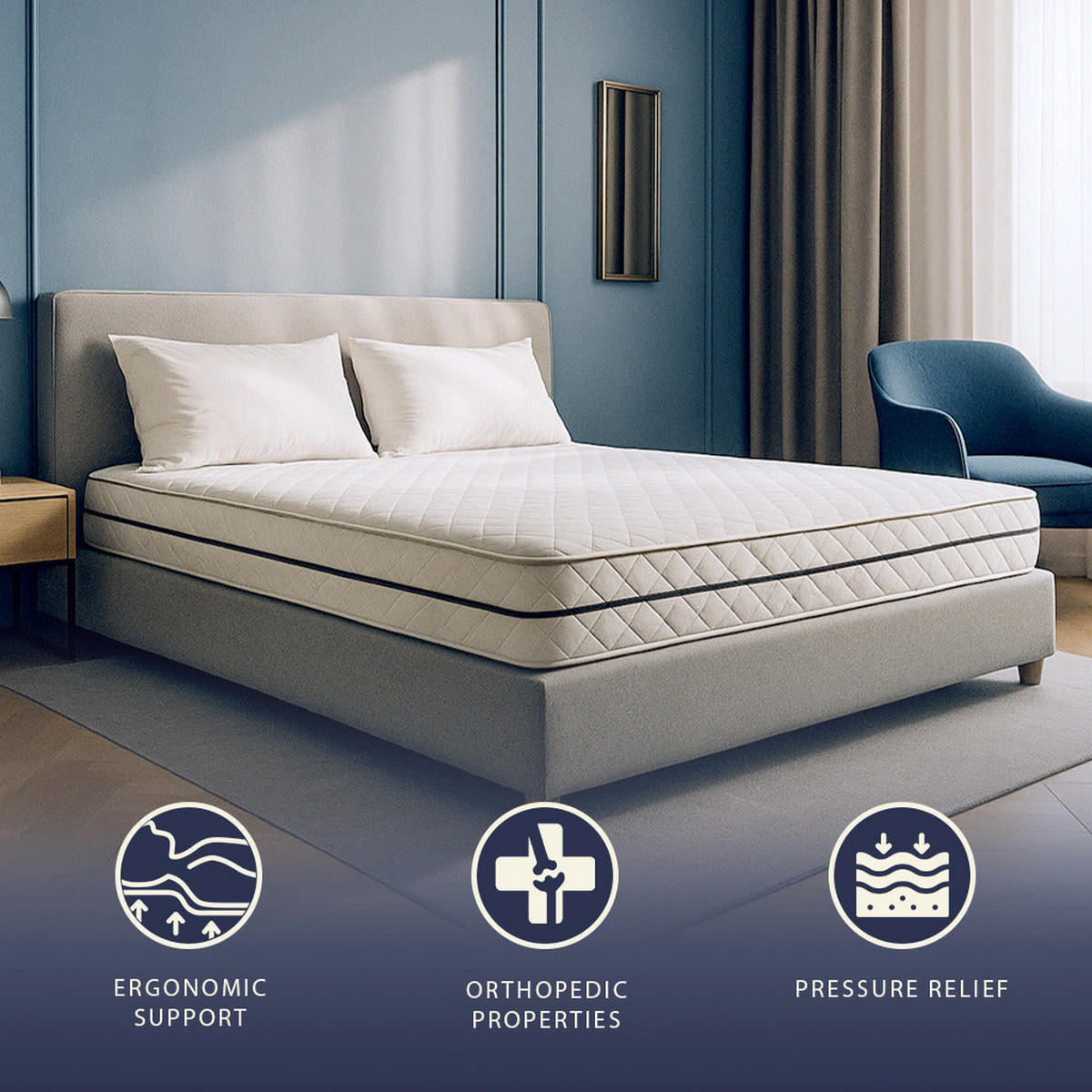 MATRATZE 120x200 mit Taschenfedern und Waterfoam | Höhe 24 cm | Orthopädisch und Hypoallergen - Weiß, Textil (120/200cm) - The White Stone