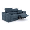 SOFA QUARTZ 3-Sitzer mit 1 Relaxfunktion, blau - Blau/Silberfarben, Holzwerkstoff/Textil (204/80/102cm) - Courtois Laville