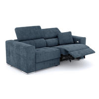SOFA QUARTZ 3-Sitzer mit 1 Relaxfunktion, blau - Blau/Silberfarben, Holzwerkstoff/Textil (204/80/102cm) - Courtois Laville