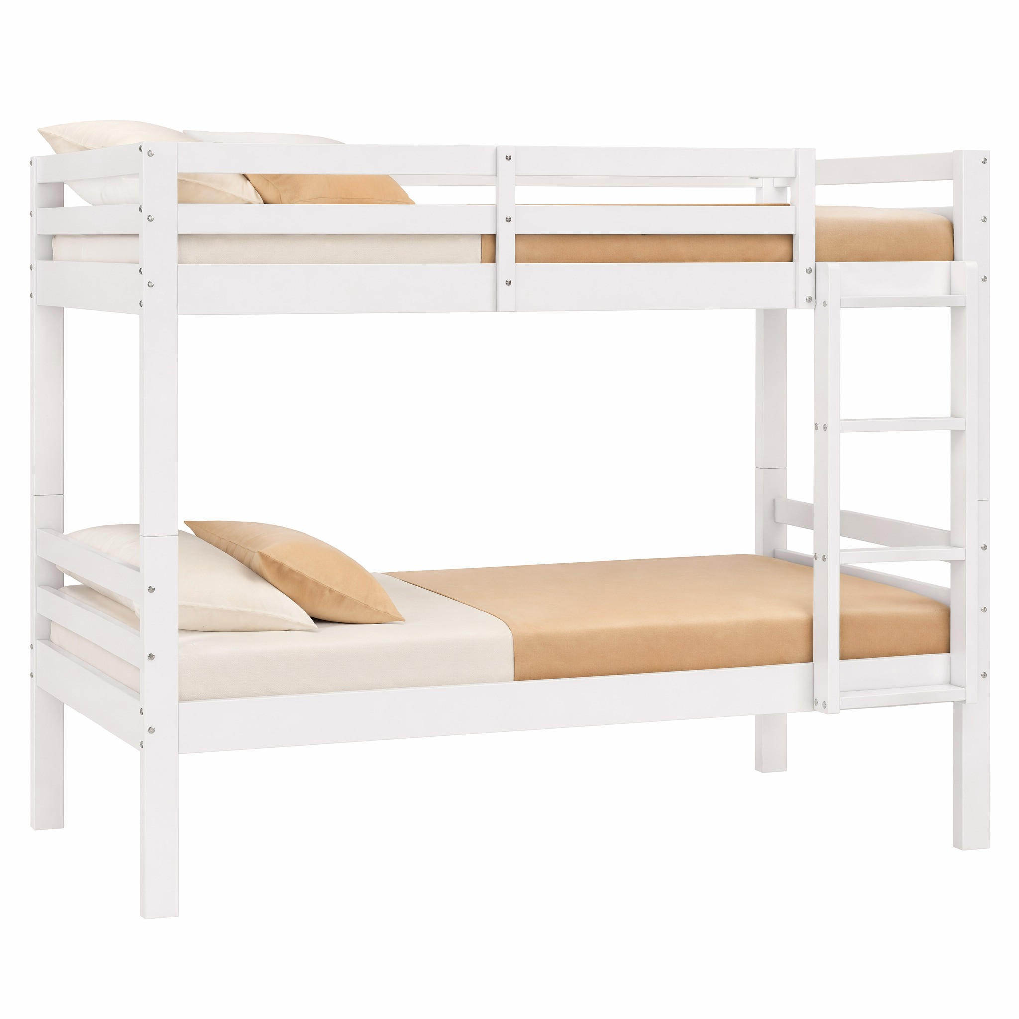 STILVORA PALANDA 90/200 cm & 90/200 cm, bílá, rozložitelná na 2 lůžka, s rohovým žebříkem a zábranou