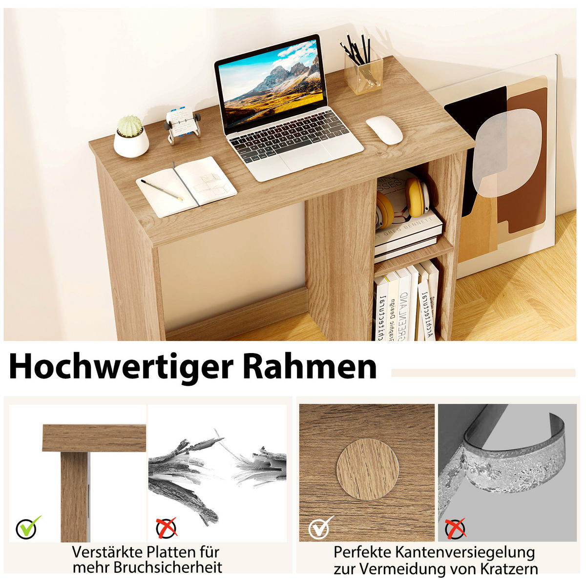 COMPUTERTISCH Natur - Naturfarben, Holz (40/80/74cm) - COSTWAY