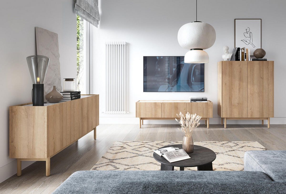 SIDEBOARD BEIGE - Beige, Holzwerkstoff (97/122/37cm) - FURNLUX