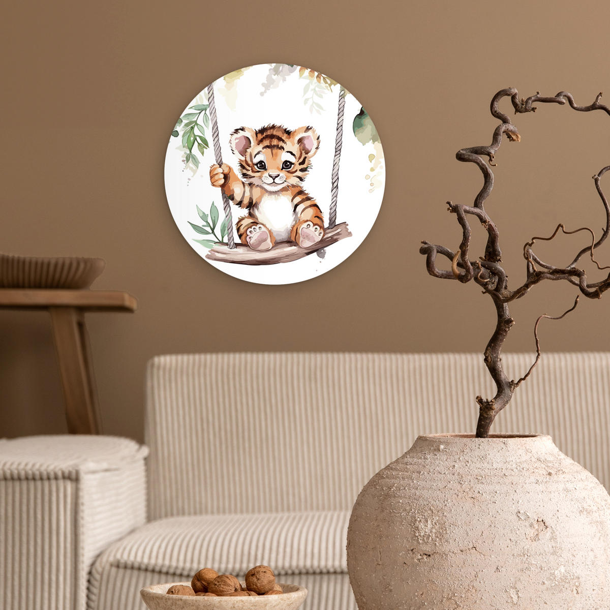 WANDBILD Tiger - Tier - Kinder - Dschungel 30x30 cm - Dunkelorange, Kunststoff (30/30cm) - MuchoWow