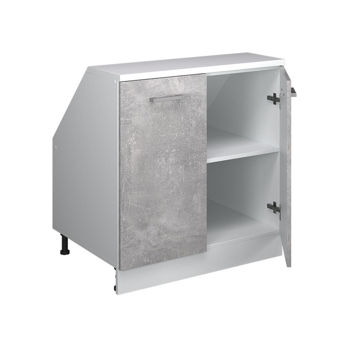 ORMARIĆ ZA KOSI KROV S VRATA Rion Beton 80 x 81.6 cm s 2 vrata, korpus ormara dubine 60 cm - bijela/siva, drvni materijal (80/83.8/60cm) - Vicco