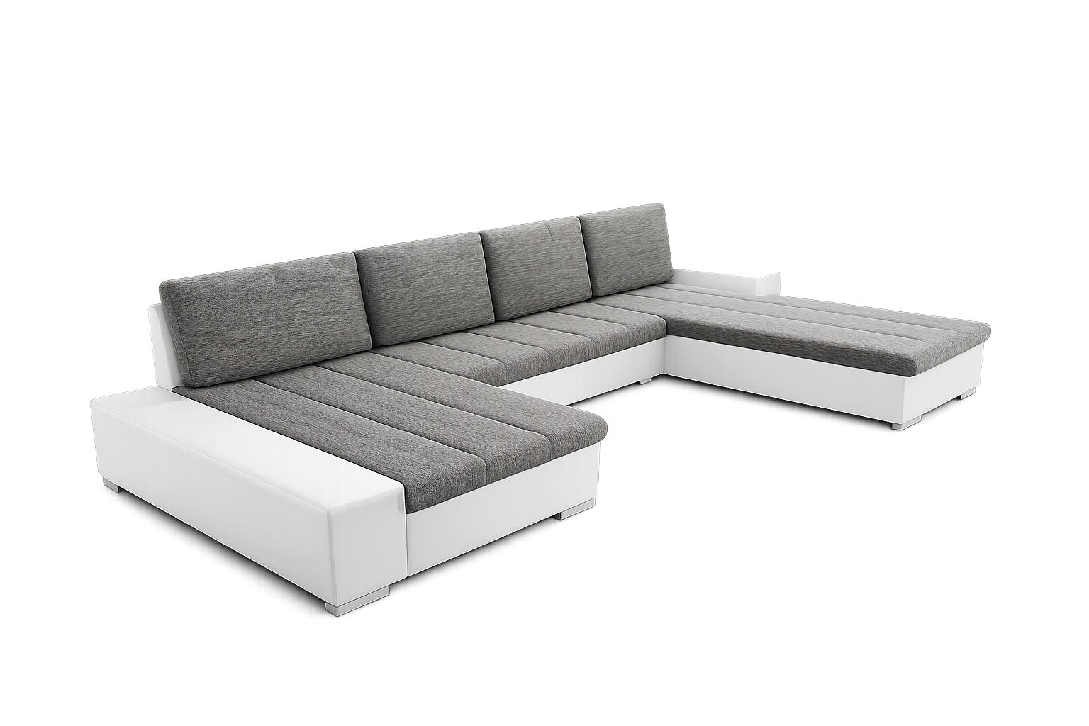 WOHNLANDSCHAFT VERONA U-Form mit Schlaffunktion, Bettkasten und Wellenfederung – Großzügiges Ecksofa 387 cm - Weiß, Kunststoff (387/85/213cm) - Wohnideebilder