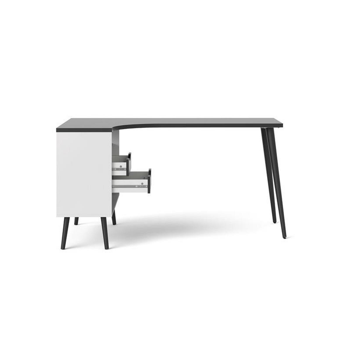 ECKSCHREIBTISCH Weiß - Schwarz, Holzwerkstoff (81/145/76cm) - ebuy24