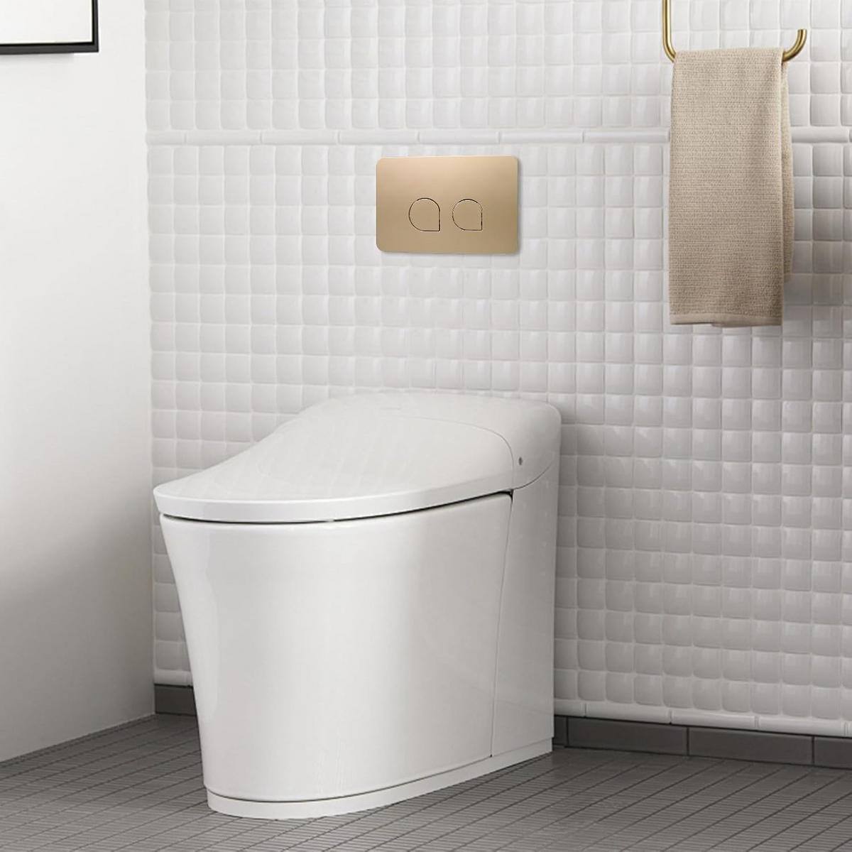 WC-SPÜLTASTE – Kompatibel mit Geberit Sigma-Serien 01, 20 und 30 – Mattgold - Platinfarben, Metall (31/5.5/18.5cm)