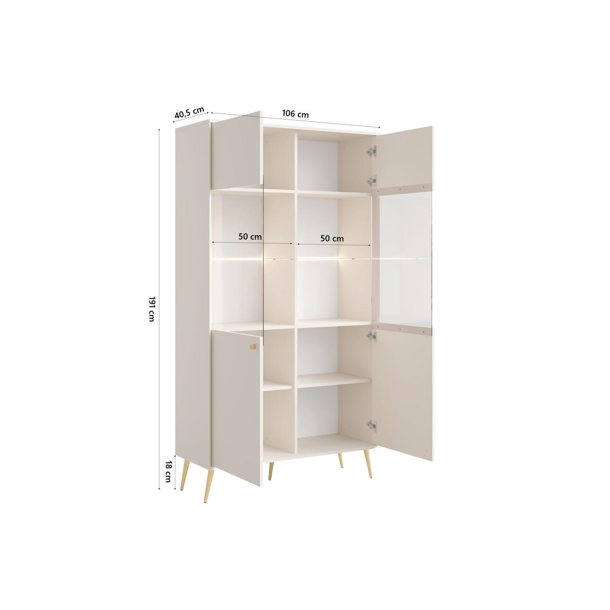VITRINE Socci - Beige, Holzwerkstoff (41/106/191cm) - Fedve