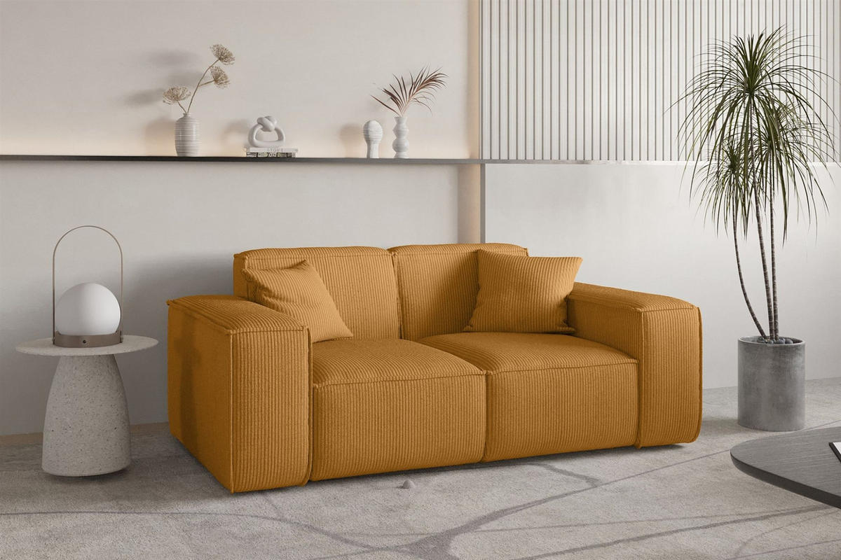 SOFA Celes Premium 2-sitzer Stoff Scala - Currygelb, Holzwerkstoff/Textil (186/73/88cm) - Fun Möbel