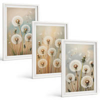 BILDER SET 3er Set - 40x60 cm Weißer Rahmen - Pastellfarbene Löwenzahnblüten - Weiß, Kunststoff (40/60cm) - TULUP