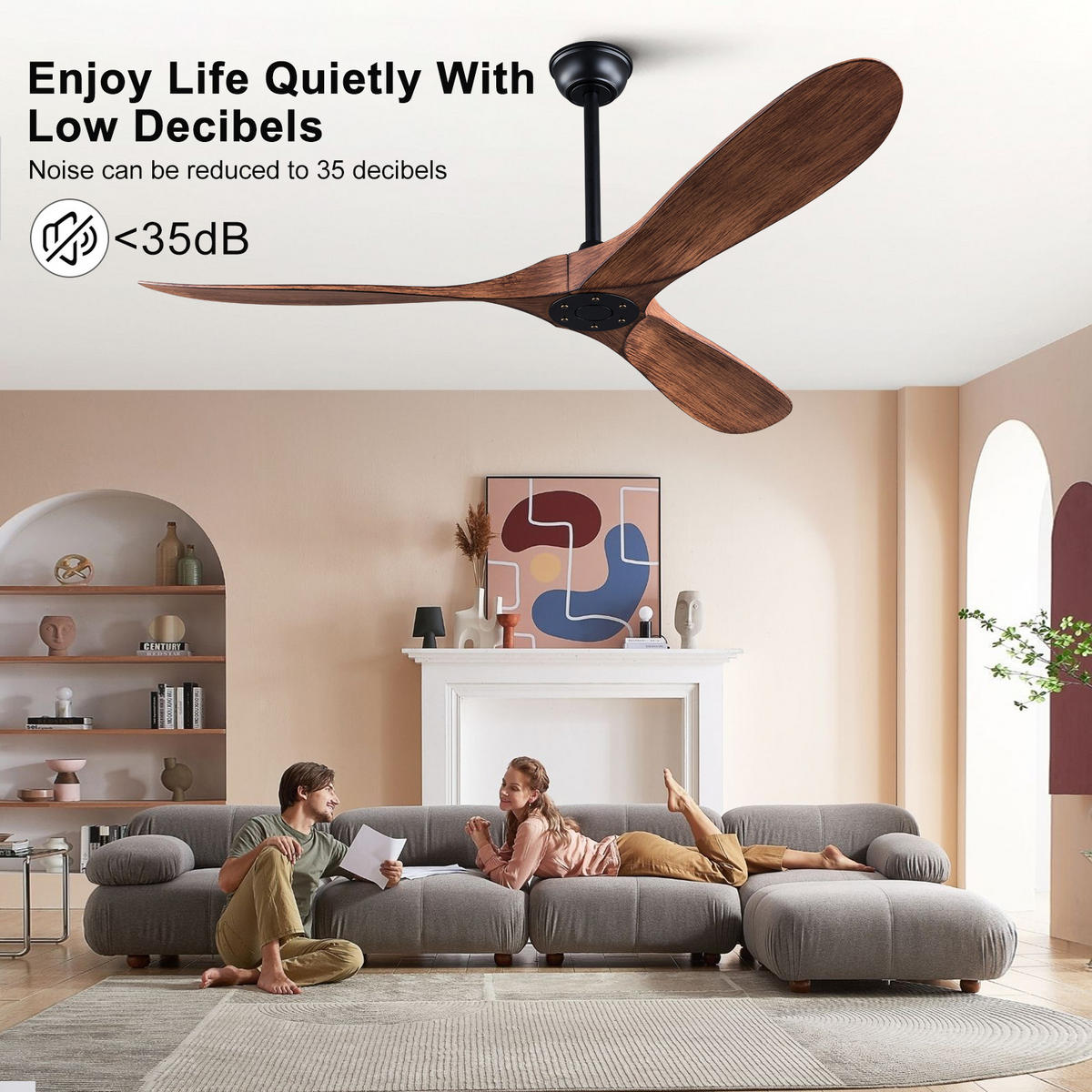 DECKENVENTILATOR DE-16229 52 Zoll ohne Licht & Fernbedienung Nussbaum - Walnussfarben, Kunststoff (132/132/39cm) - ComfortXL