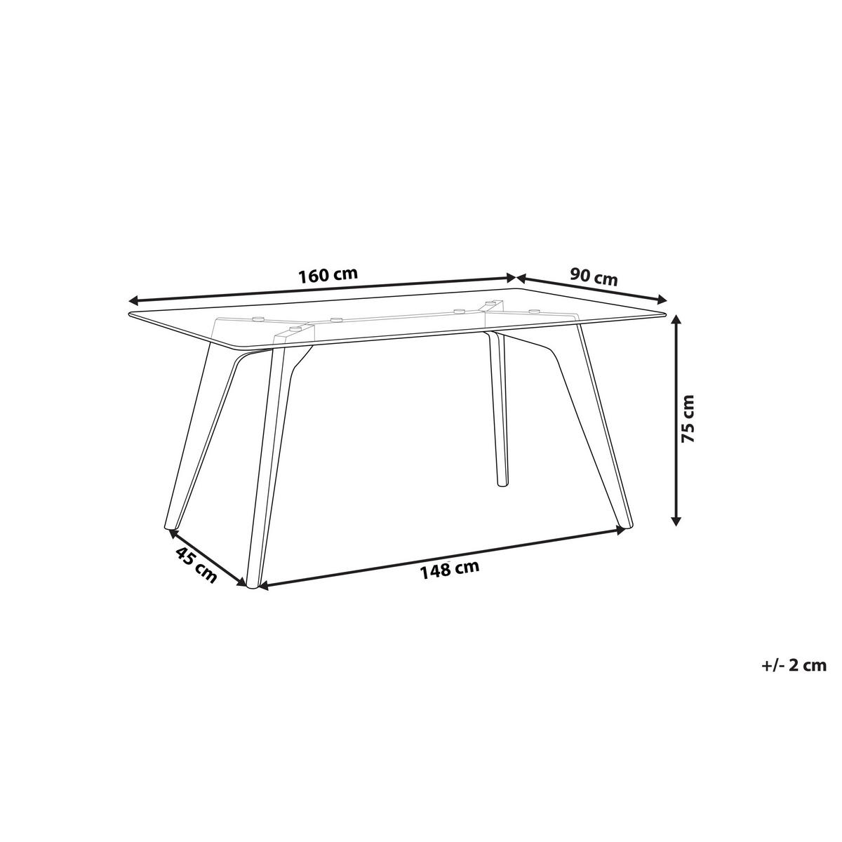 ESSTISCH 160/90 cm Transparent/Heller Holzfarbton Hudson - Hellbraun/Transparent, Glas/Holz (160/90/75cm) - Beliani