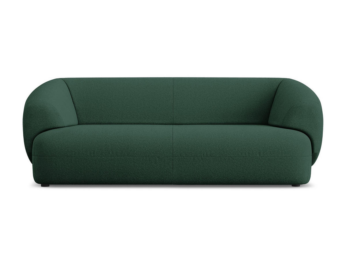 3-SITZER SOFA Bouclé Stoff Grün - Dunkelgrün/Schwarz, Kunststoff/Textil (212/81/98cm) - Makamii