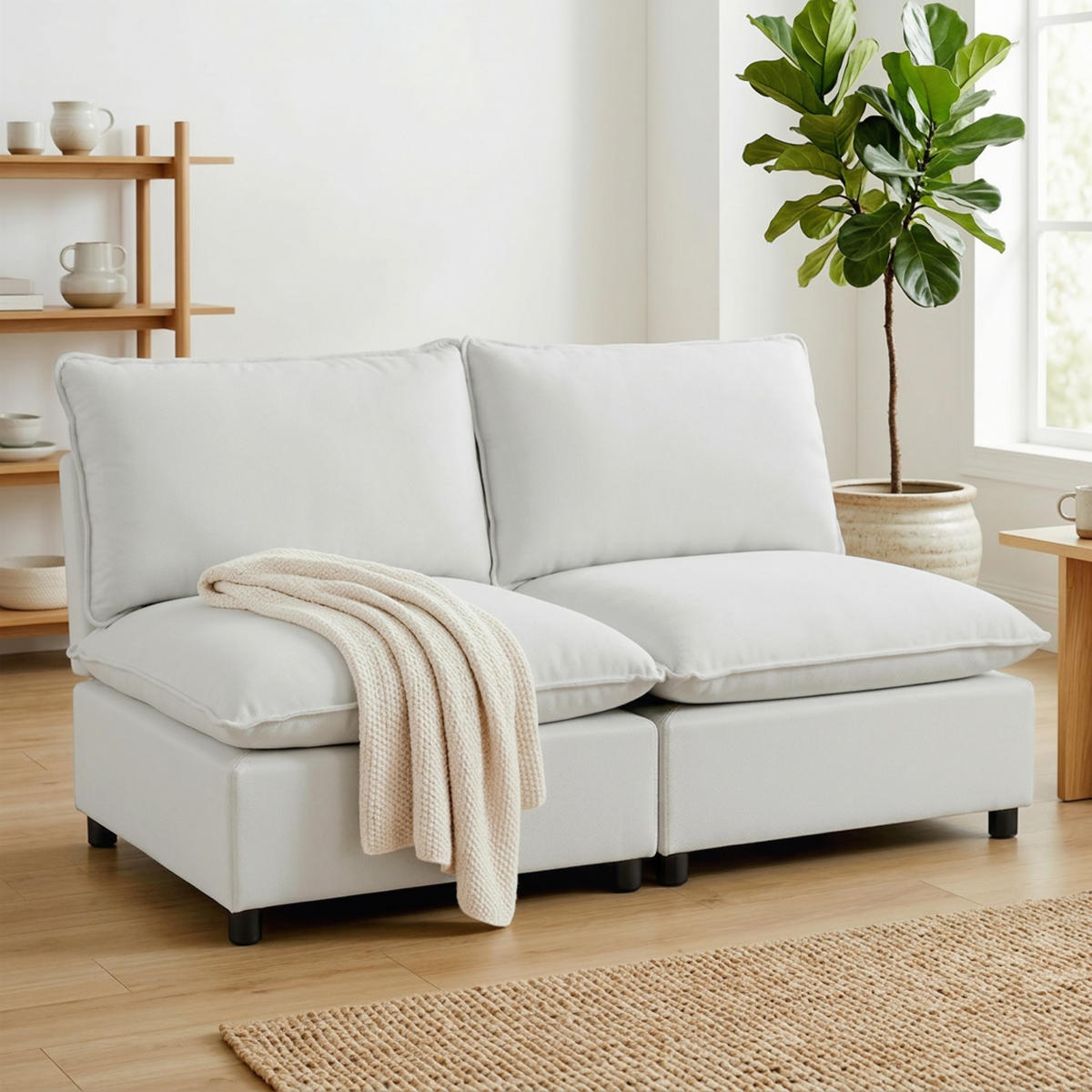 2-SITZER-SOFA Kunstleder Grau - Schwarz/Grau, Kunststoff (85/78/146cm) - HOMCOM