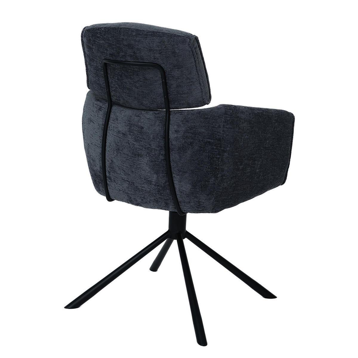 ARMLEHNENSTUHL - Drehbar - Chenille / Eisen - Anthrazit, Textil/Metall (60/92/64cm) - home24