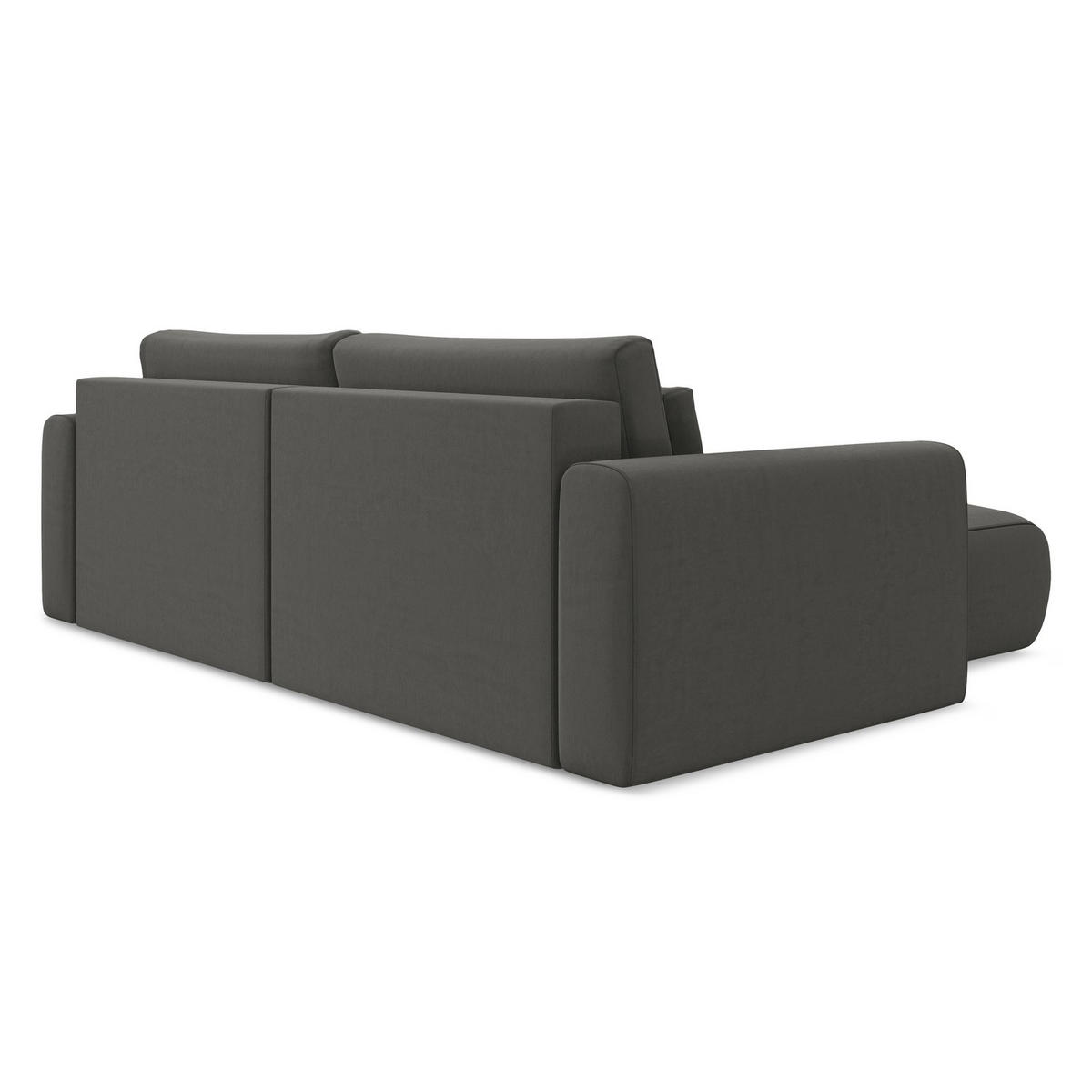 ECKSOFA mit Schlaffunktion Samt Stoff Grau - Dunkelgrau/Schwarz, Kunststoff/Textil (149/240cm) - LaMiaSofa