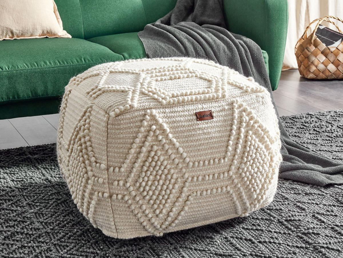 POUF Beige Choim - Beige, Naturmaterialien (60/40/60cm) - Beliani