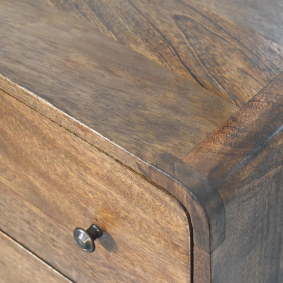 KOMMODE Abgerundete Kante, 3 Schubladen - Dunkelbraun/Messingfarben, Holz/Metall (70/80/35cm) - Artisan Furniture