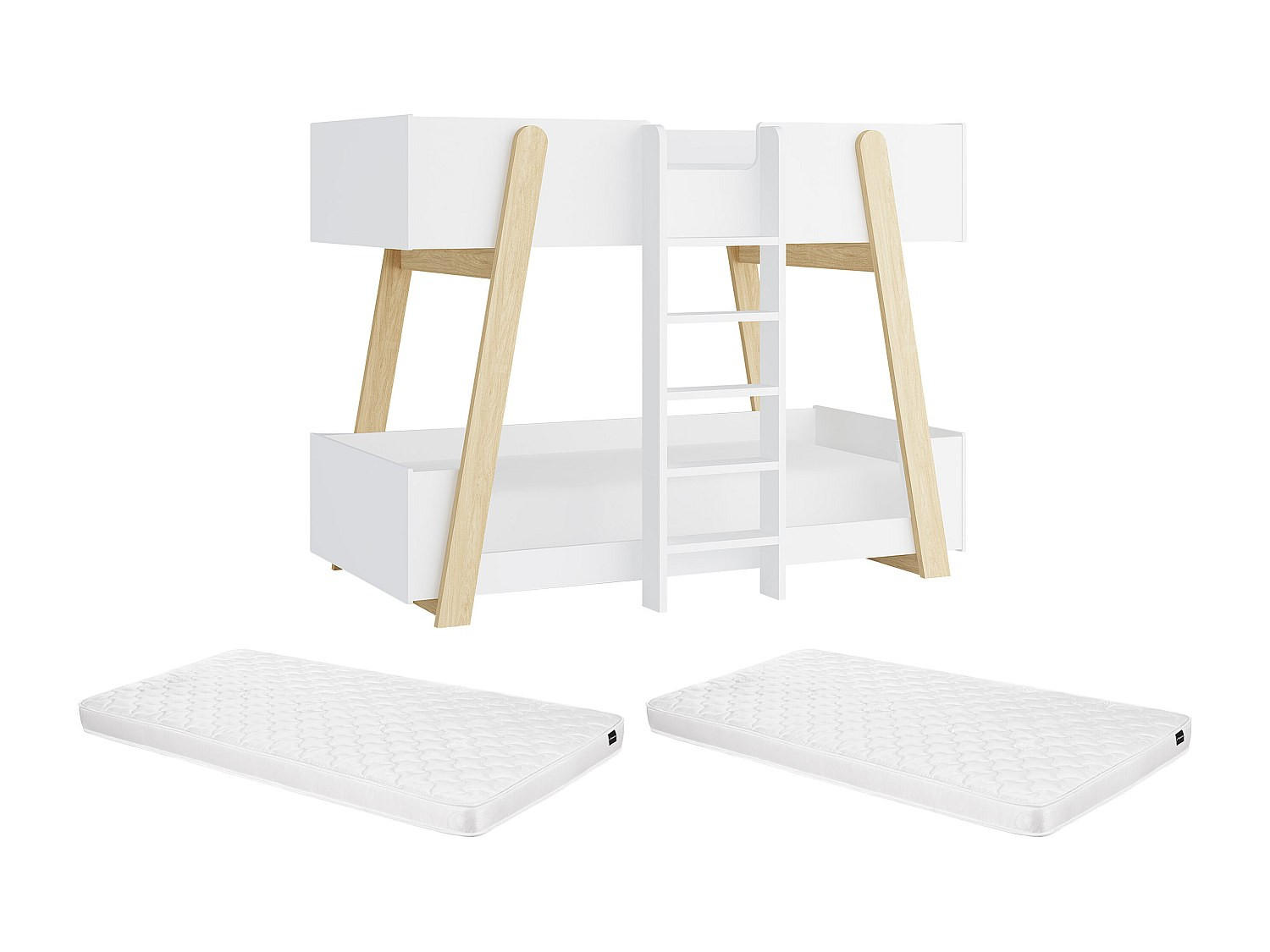 ETAGENBETT - 2 -Sitzer - Holzspan - naturfarben hell, weiß - CORODELA - Naturfarben, Holz (96.3/196cm) - Vente-Unique