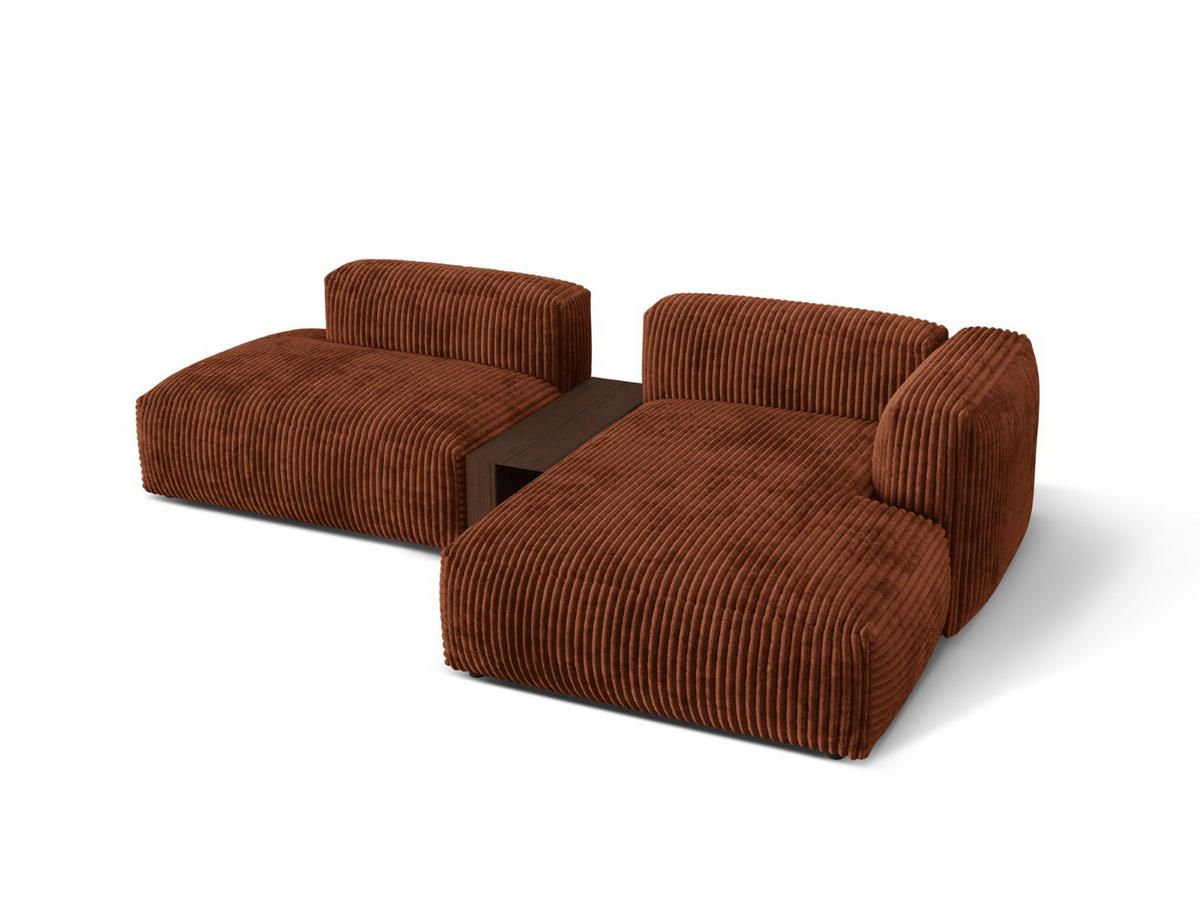 ECKSOFA modular rechts Martina aus Cord ziegelrot 2 Sitzplätze - Orange, Textil (176/285cm) - Micadoni